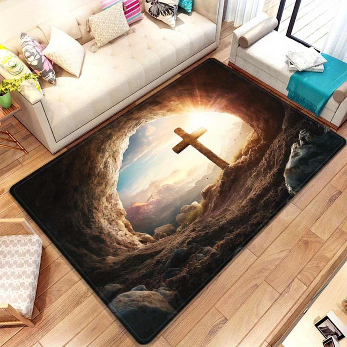 Sunrise Home Textiles & Apparel - Tappeto religioso con grotta incrociata spirituale