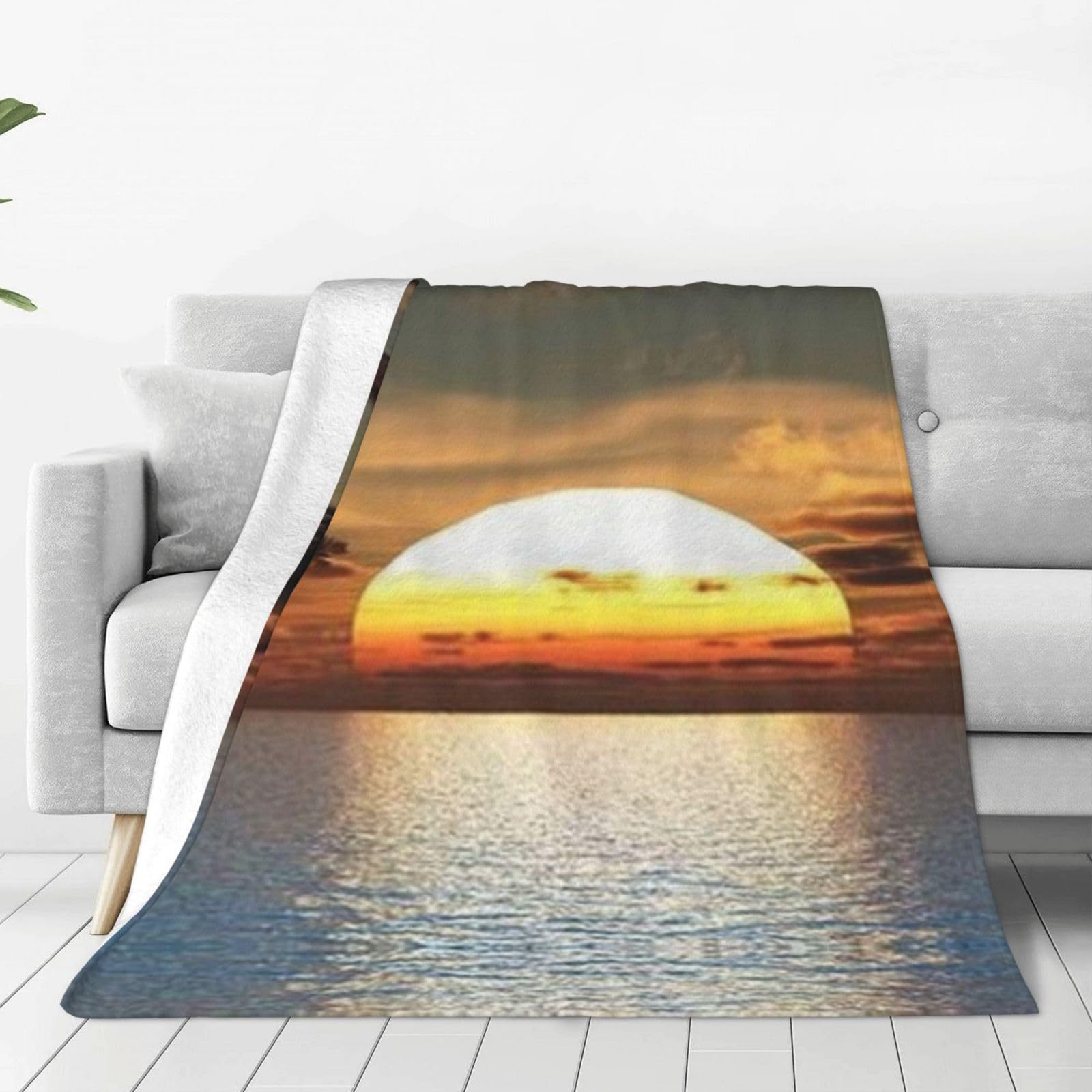 Sunrise Home Textiles & Apparel - Coperta stampata con alba dell'oceano tropicale