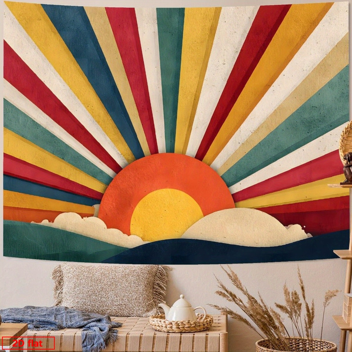 Sunrise Home Textiles & Apparel - Arazzo da Parete Boho Sunburst Retrò,